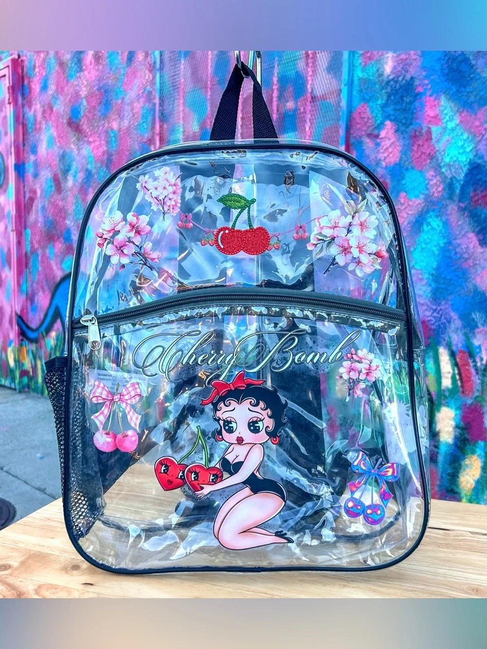 ‘CHERRY BOMB V2’ Clear Backpack 15”